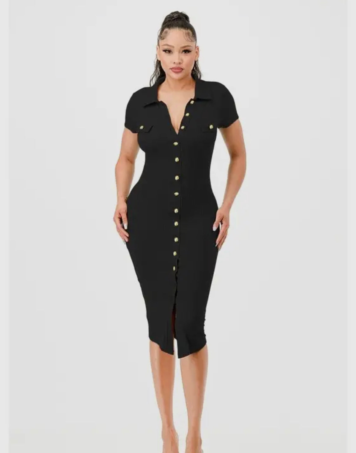 Ms. Professional Midi Dress (Black)