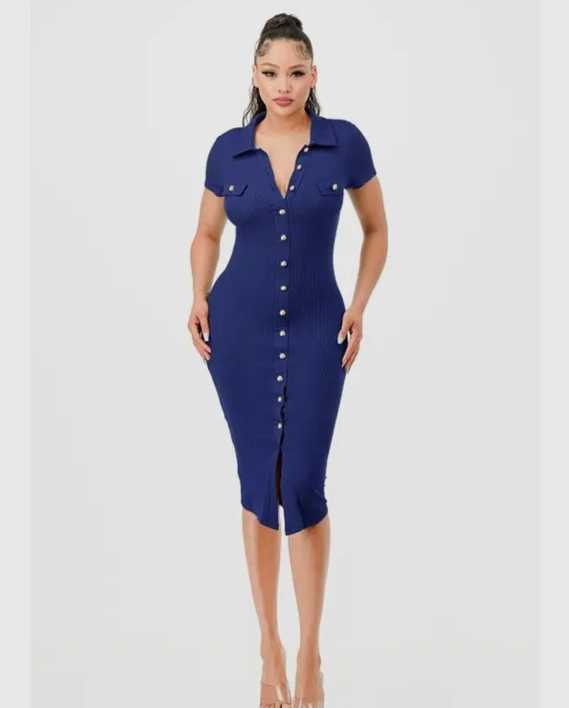 Ms. Professional Midi Dress (Navy)