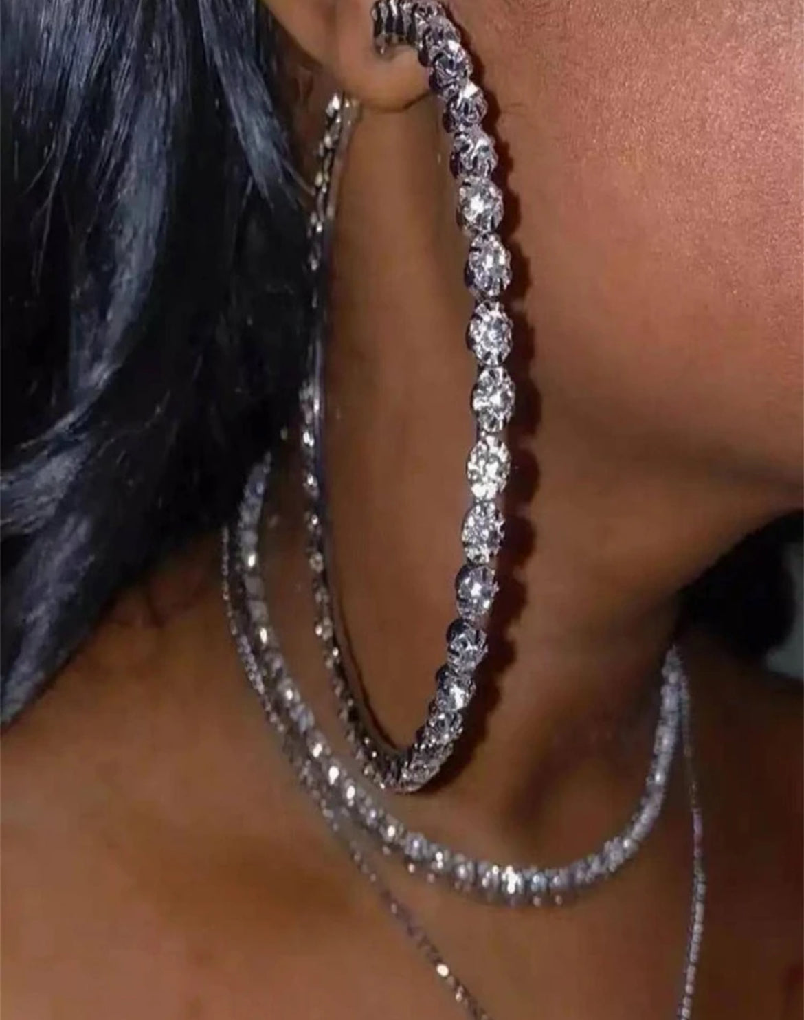 The Rhinestone Hoop (Silver)